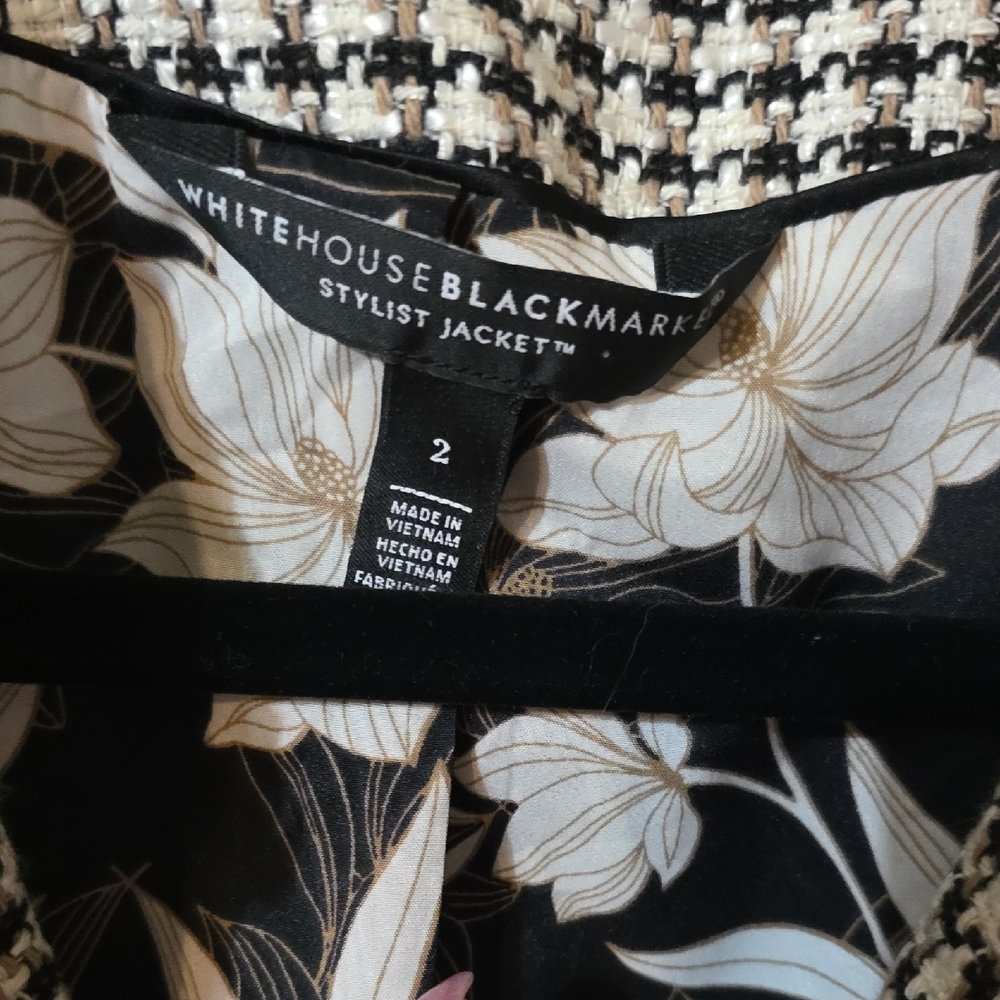 White House Black Market Houndstooth Blazer with Brown Trim - Picture 6 of 16